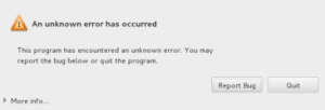 Centos 7 Kurulum "This program has encountered an unknown error. You may report the bug below or quit the program." Hatası